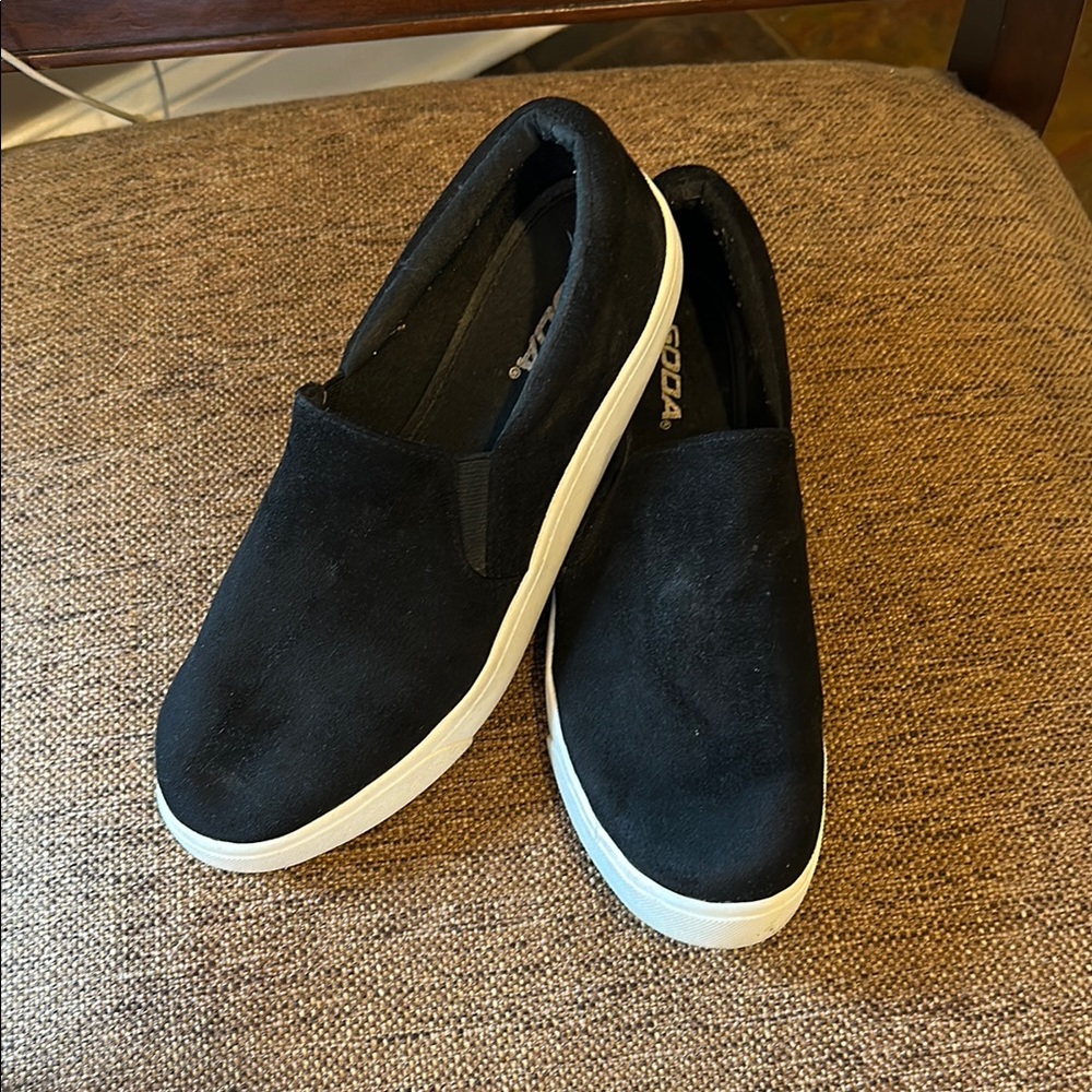 Soda Black and White Sneakers with Slip-On Comfort